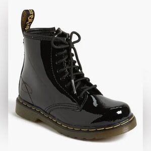 Dr. Martens Kids 1460 boots booties ankle zip lace black patent leather combat 9